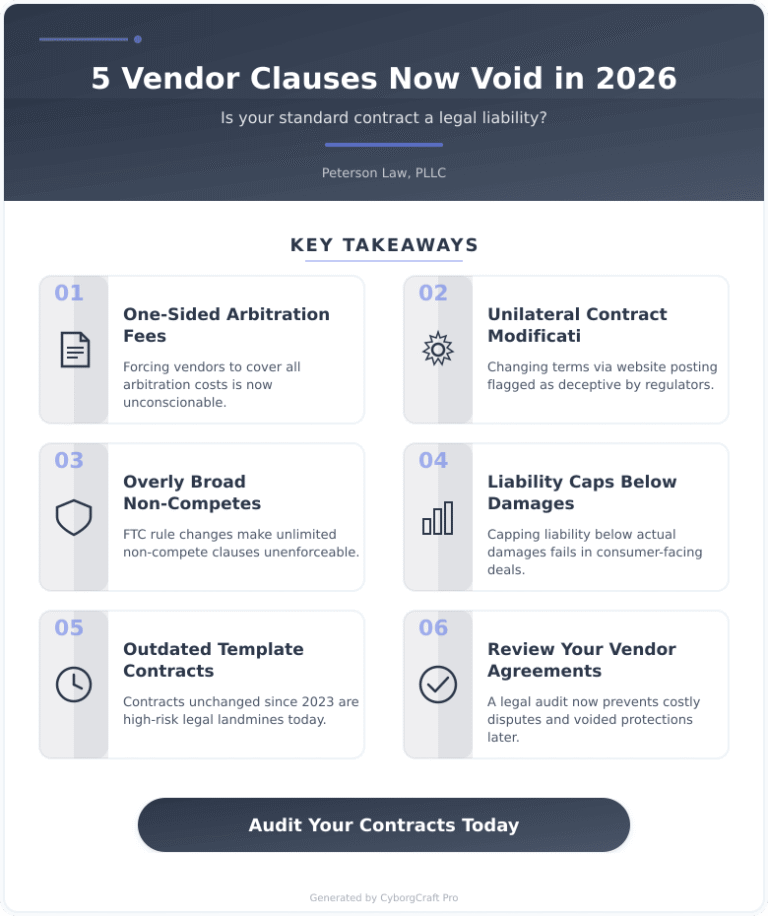 Infographic: Your Standard Vendor Contract Is Now a Liability: 5 Clauses 2026 Law Just Made Unenforceable - Key concepts and takeaways