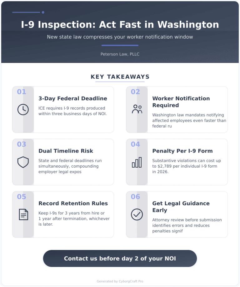Infographic: Getting an I-9 Inspection Notice in Washington? You Now Have Hours, Not Days, to Notify Your Workers - Key concepts and takeaways