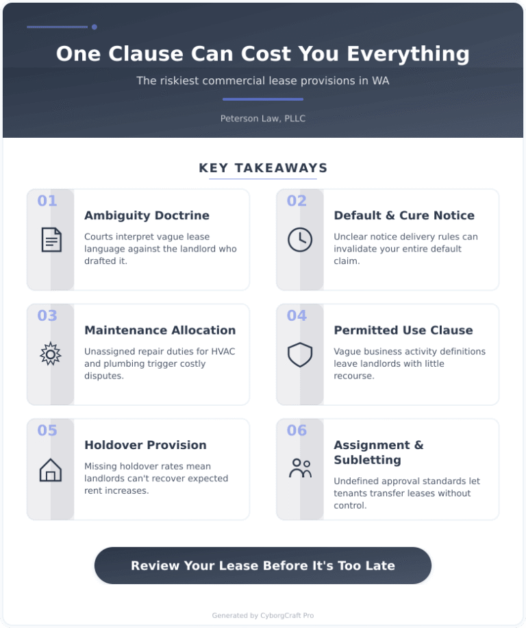 Infographic: Commercial Landlords: One Sentence in Your Lease Could Cost You the Whole Dispute - Key concepts and takeaways